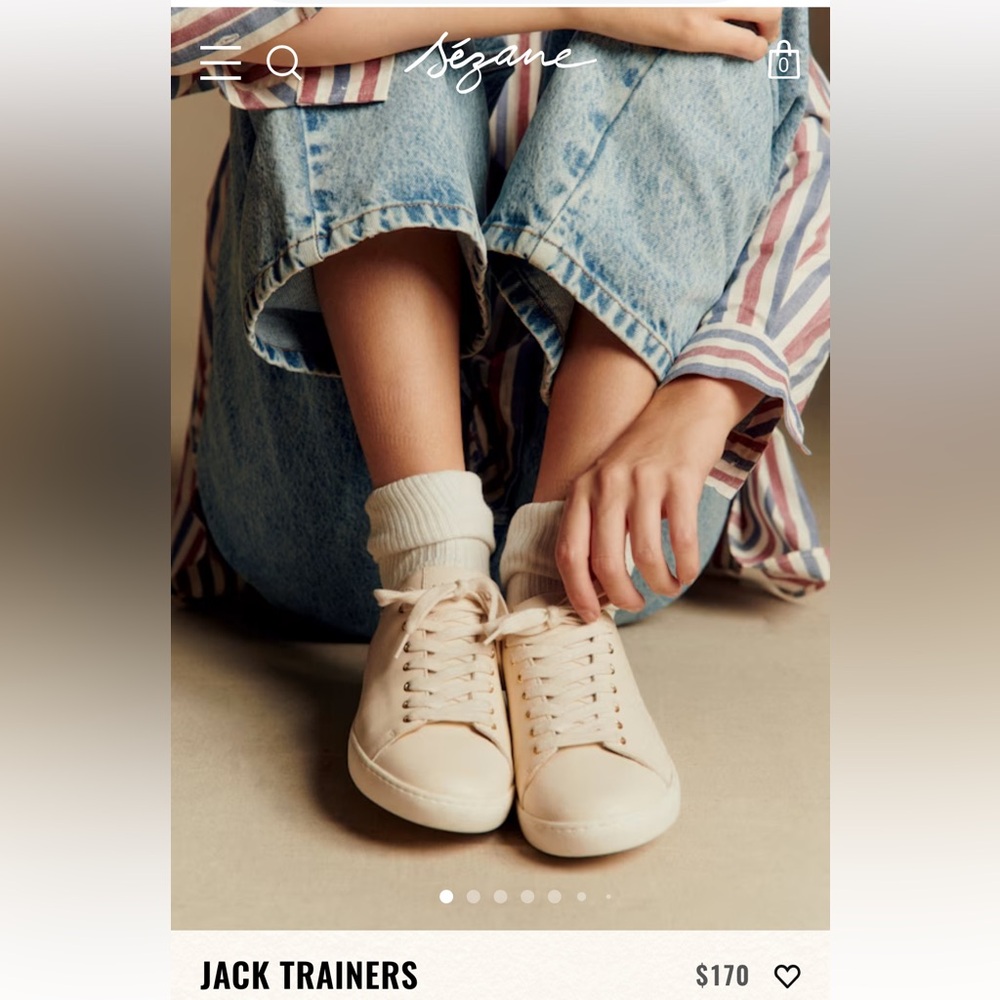 SEZANE Women’s Leather Sneakers EU 35 US Sz 5 Jack Trainers Beige Lace Up Chic - Picture 17 of 17